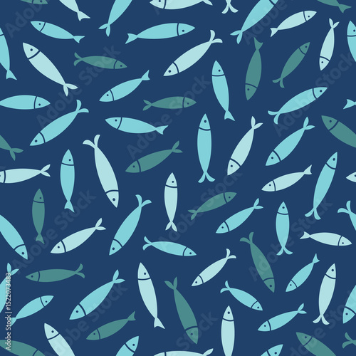 Seamless pattern of sardines. Modern minimalistic fish print. Vector illustration..eps