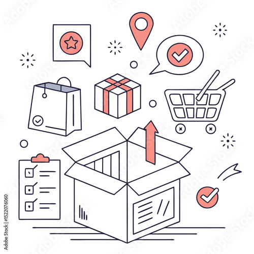 Open box online shopping illustration