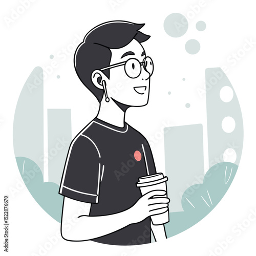 Person walking with coffee outdoors