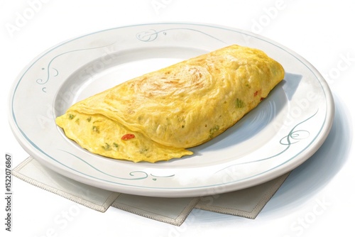 Delicious vegetable omelette on a plate isolated on white background
