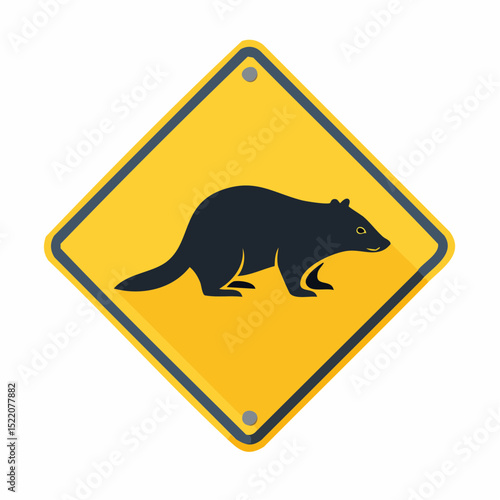 Simple wildlife warning sign vector showing a wombat crossing zone