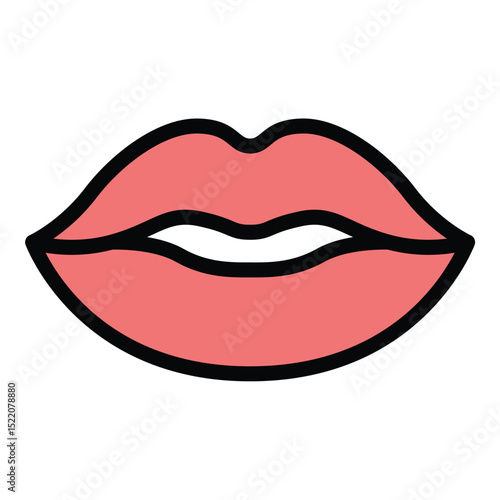 Lips icon flat line style illustration representing beauty, expression, and cosmetics, suitable for makeup, fashion, and personal care-related projects