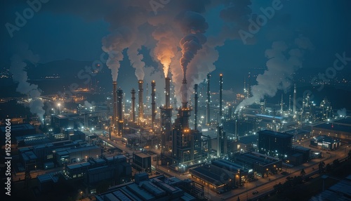 Wallpaper Mural Aerial view of a large industrial complex at night. Torontodigital.ca