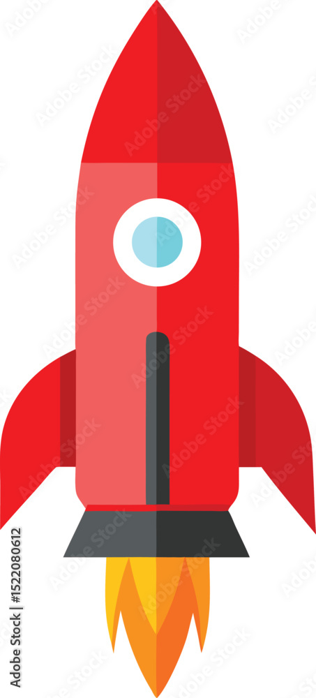 Fototapeta premium rocket icon red minimalistic flat design white eps