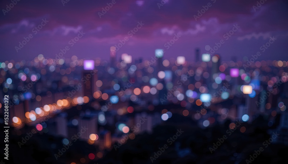 Fototapeta premium Night city lights blur in a vibrant cityscape.