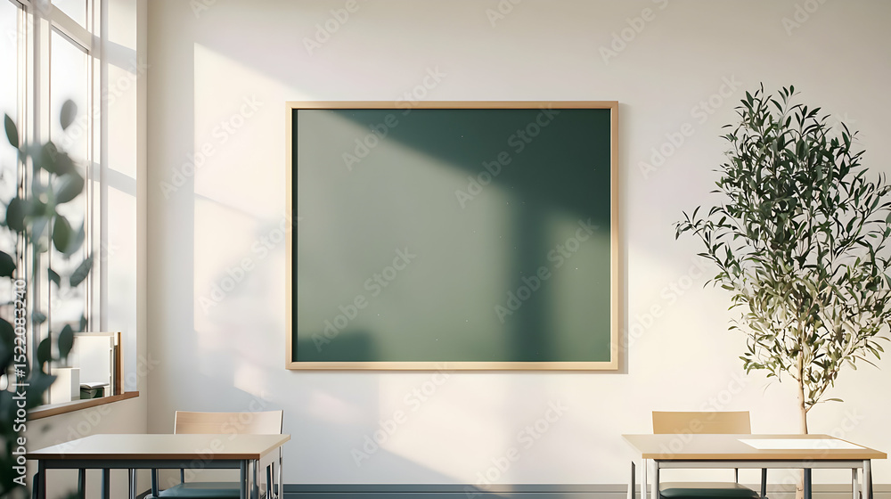 Fototapeta premium Empty Modern Classroom With Blank Chalkboard