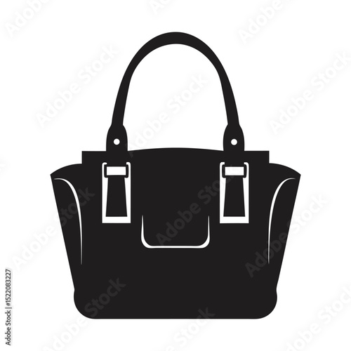 Brown luxury leather handbag, a stylish fashion accessory, isolated on white background silhouette vector icon