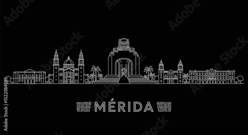 Merida City Skyline Outline.