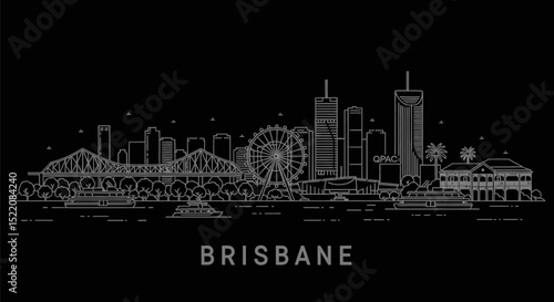 Brisbane Skyline Outline Australia.
