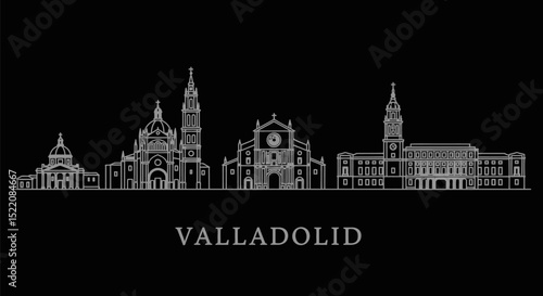 Valladolid Skyline with Spain Landmark vector.