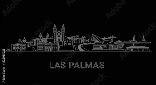 Las Palmas Skyline with Gran Canaria, and Black Background.