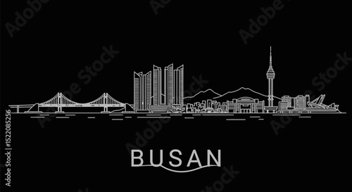 Busan Skyline South Korea with Cityscape, and Vector.
