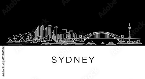 Sydney skyline Minimalist cityscape vector.