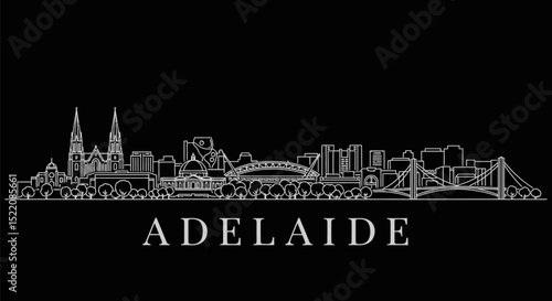 Adelaide Skyline Australia City Silhouette.