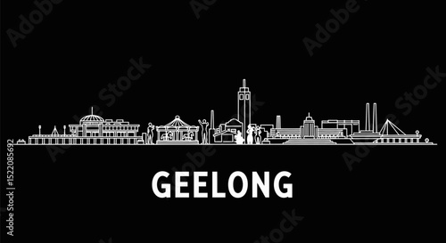 Geelong Skyline Australia Cityscape Silhouette.