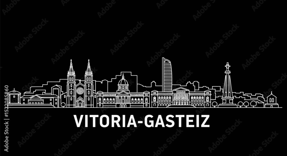 Fototapeta premium Vitoria-Gasteiz Spain Cityscape Line Art