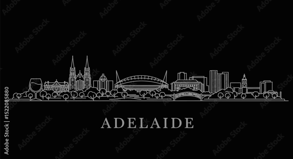 Fototapeta premium Adelaide Skyline Outline.
