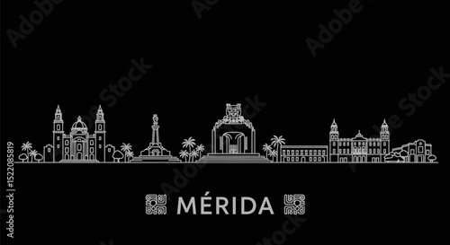 Merida skyline with Mexico Cityscape vector.