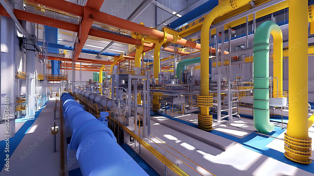 Fototapeta premium Fundamental Differences Between Traditional CAD and Digital Twin Technologies in Pipe Layout Design