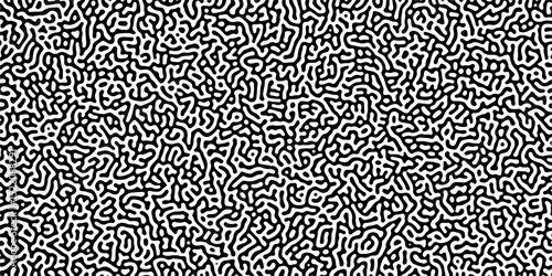 260Turing reaction diffusion monochrome seamless pattern with chaotic motion .Linear design with biological shapes. Organic lines in memphis. abstract turing organic wallpaper background .	