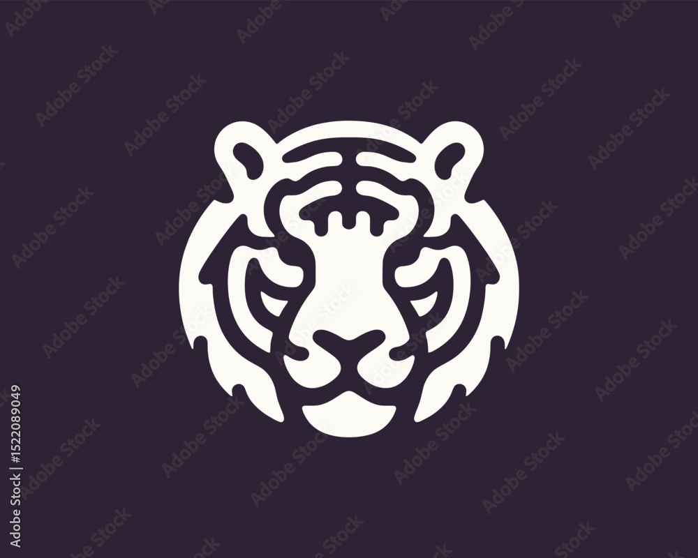 Fototapeta premium Line art tiger head icon for branding