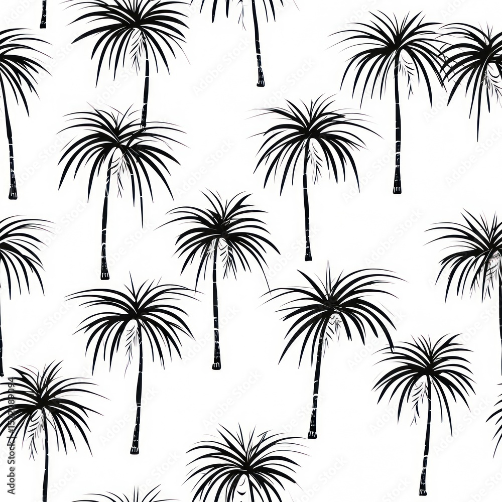 Fototapeta premium Palm tree backgrounds pattern drawing.