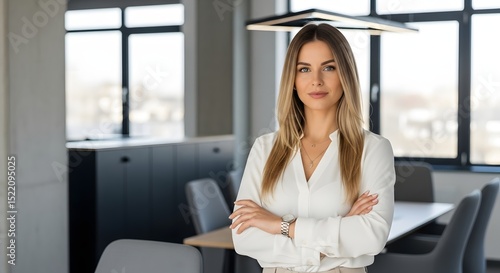 Portrait of confident businesswoman in office setting for professional headshot and business profile photos