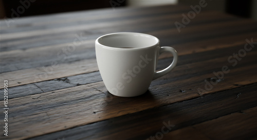 White coffee cup in natural light, cinematic image
