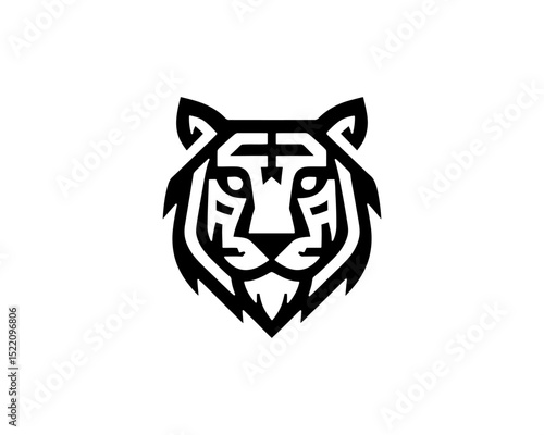 Vector icon of tiger head in black white
