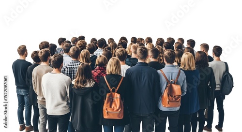 Crowd of people from behind back view group of people audience gathering large group of people together