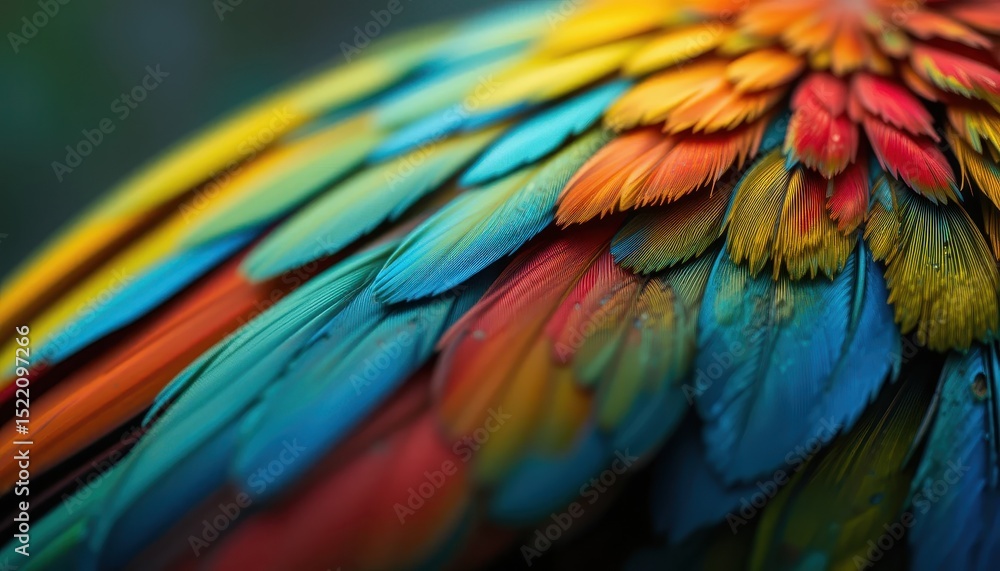Obraz premium Vibrant Macaw Feather Close-Up A Macro Photography Showcase of Nature's Intricate Beauty