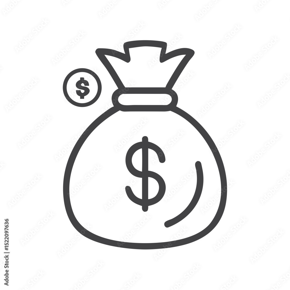 Money Bag Icon for Financial Websites, Banking Apps, Investment Platforms, Savings Programs, and Business Finance Educational Materials Money Bag Icon for Financial Websites, Banking Apps, Investment Platforms, Savings Programs, and Business Finance Educational Materials