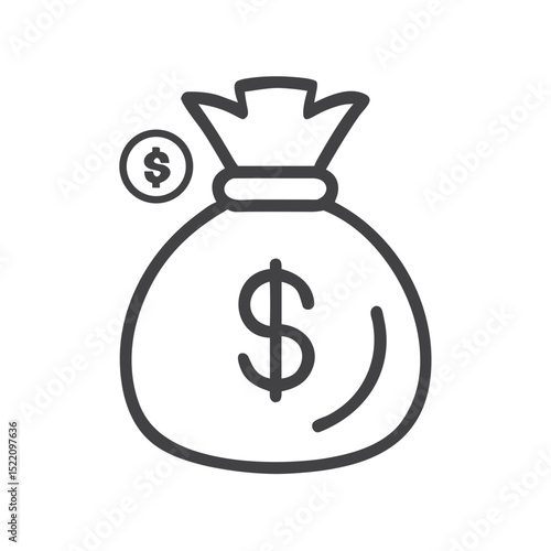 Money Bag Icon for Financial Websites, Banking Apps, Investment Platforms, Savings Programs, and Business Finance Educational Materials