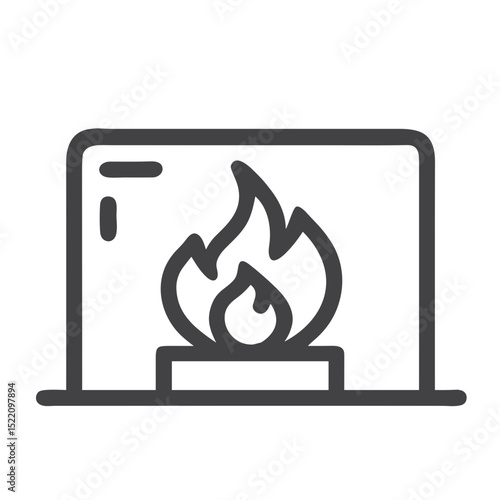 Relaxing by Fireplace Icon for Comfort Apps, Lifestyle Blogs, Winter Season Content, Home Decoration Websites and Cozy Atmosphere Design