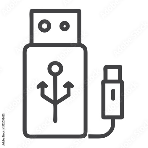 USB Flash Drive Icon for Technology Websites, Data Storage Services and Computer Accessories Marketing - Digital Memory Device Symbol