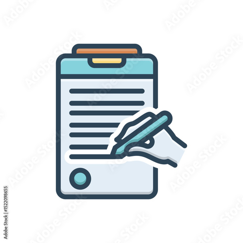 Color illustration icon for write