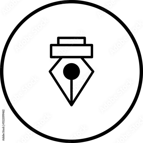 Vector illustration of a fountain pen nib inside a circle for design use