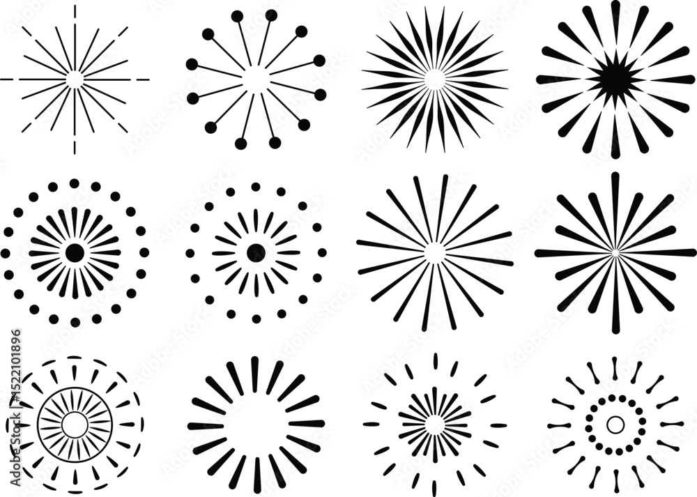 Obraz premium Collection of black and white decorative geometric design elements for creative graphic design projects