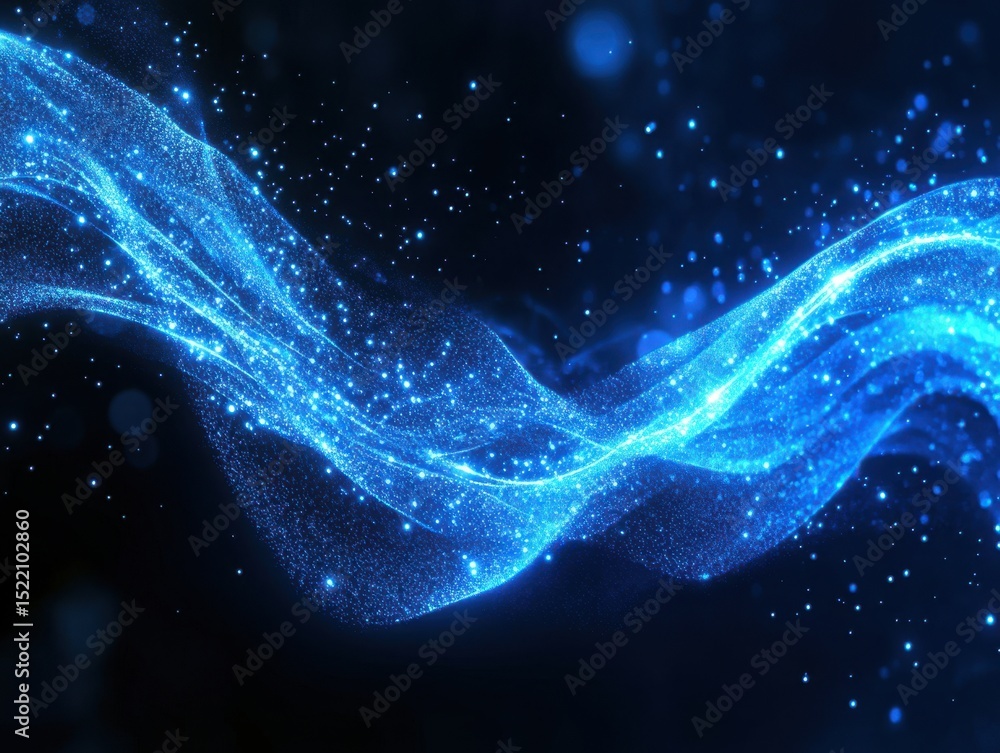 Dynamic Blue Energy Waves with Sparkling Particles Dynamic Blue Energy Waves with Sparkling Particles