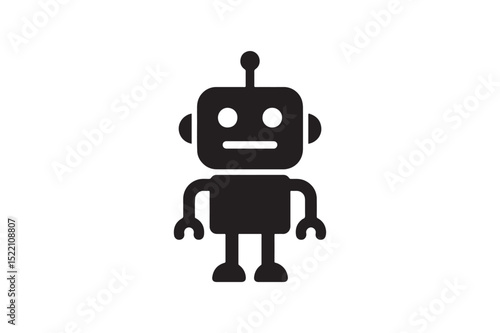 Humanoid Bot Icon icon silhouette vector with white background