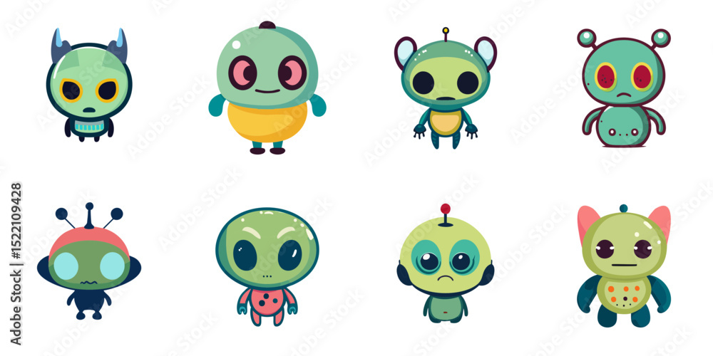 Multiple vector illustrations cute alien Multiple vector illustrations cute alien