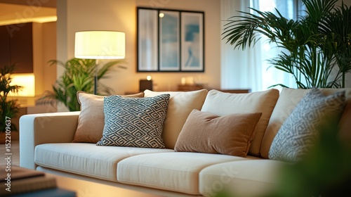 Modern Living Room Sofa with Cushions, Interior Design