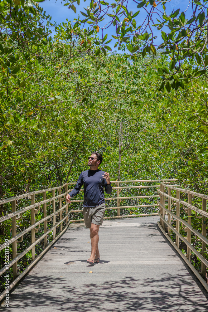 Man walking through Manuel Antonio Park in Costa Rica Man walking through Manuel Antonio Park in Costa Rica
