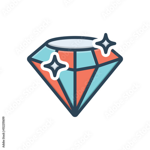 Color illustration icon for diamond
