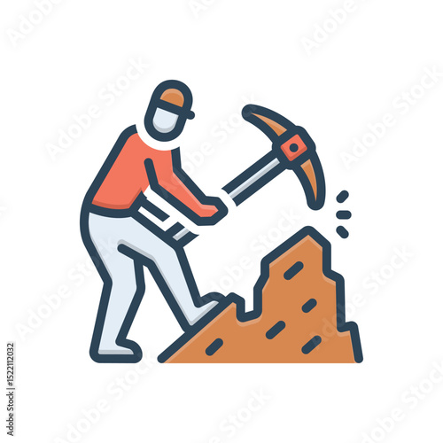 Color illustration icon for mining