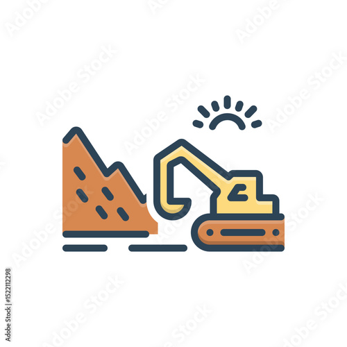 Color illustration icon for strip mining