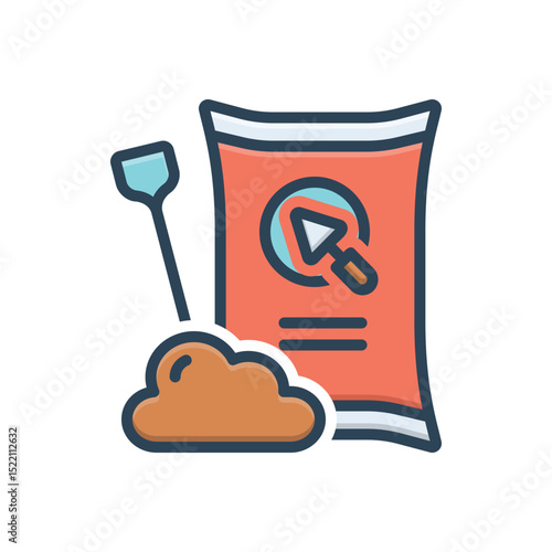 Color illustration icon for cement