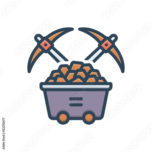 Color illustration icon for coal mine