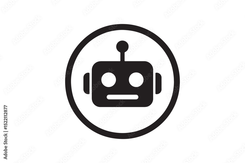 Fototapeta premium Robot Assistant Sign icon silhouette vector with white background