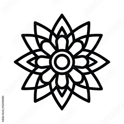 Zentangle Geometric Mandala Bold Outline Vector